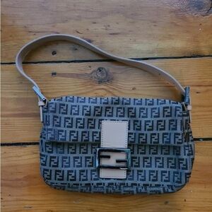 Fendi Zucchino Vintage Baguette Tan